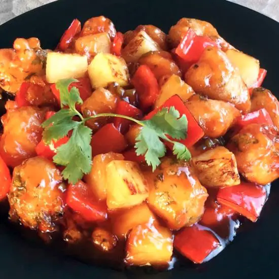 Cantonese Sweet and Sour Chicken Plated
